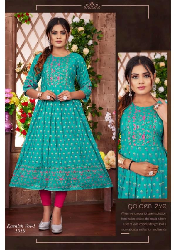 Kashish Vol 1 Ethnic Wear Long rayon Anarkali Kurti Collection